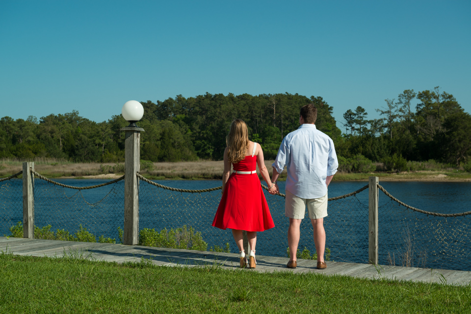 Engagement photo on waterway