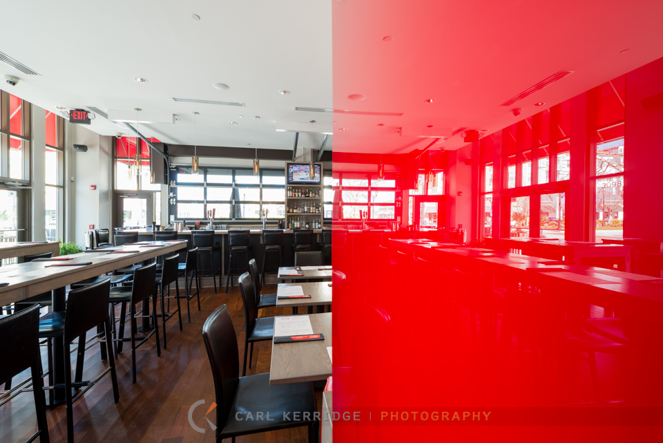 Commercial photography of the Interior design at Co Sushi's restaurant in Market Common, Myrtle Beach, SC