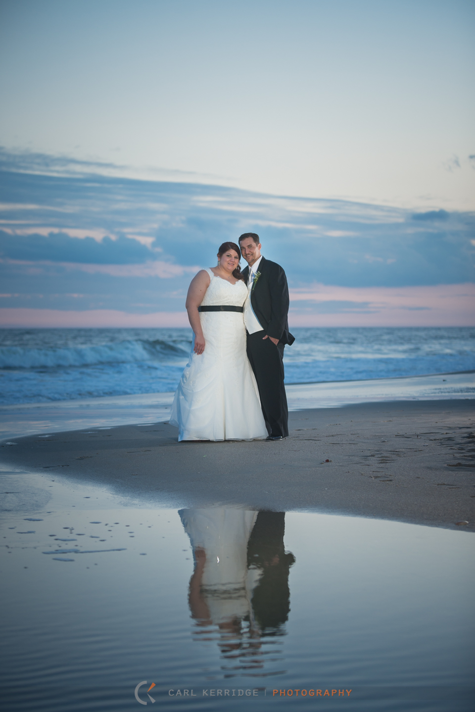 Myrtle Beach Wedding Photographer, Photojournalism, BW Wedding Image, Breakers Resort, Portraits, Beach, reflection
