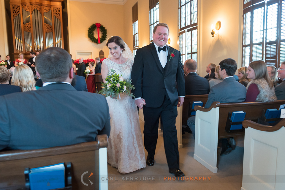 This southern bride marries her beau in front of friends and family at the First Presbyterian Church in Marion, South Carolina