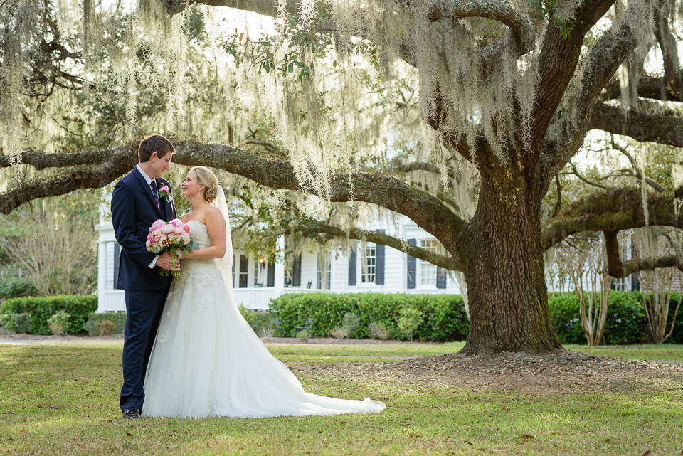 bride and groom share a moment during Litchfield Wedding portraits