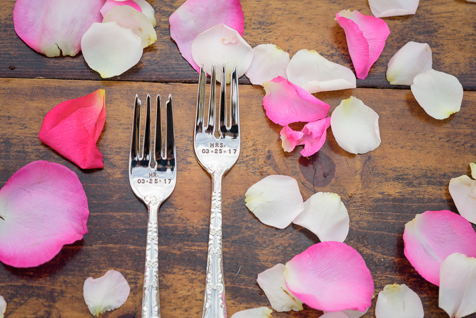 engraved forks of the special day for this Litchfield Wedding