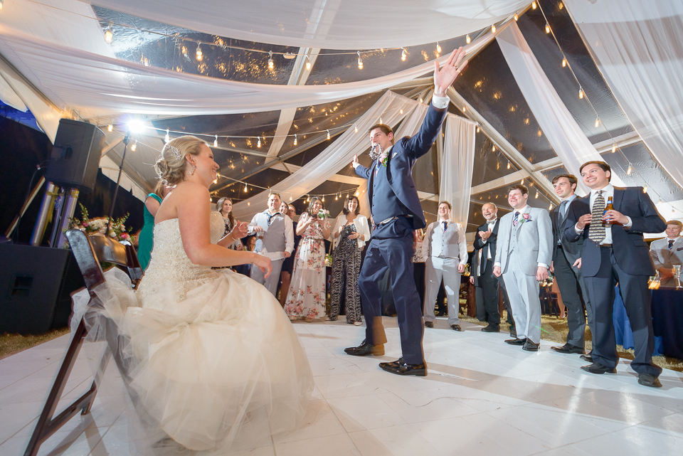 garter toss during Litchfield Wedding reception