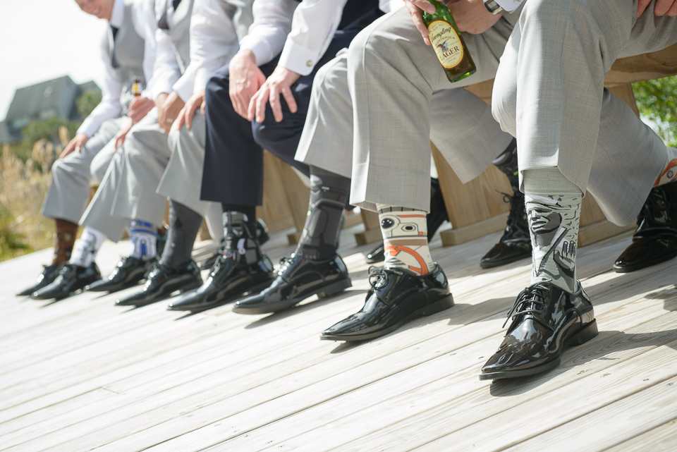 groomsmen wear star wars socks at this Litchfield Wedding
